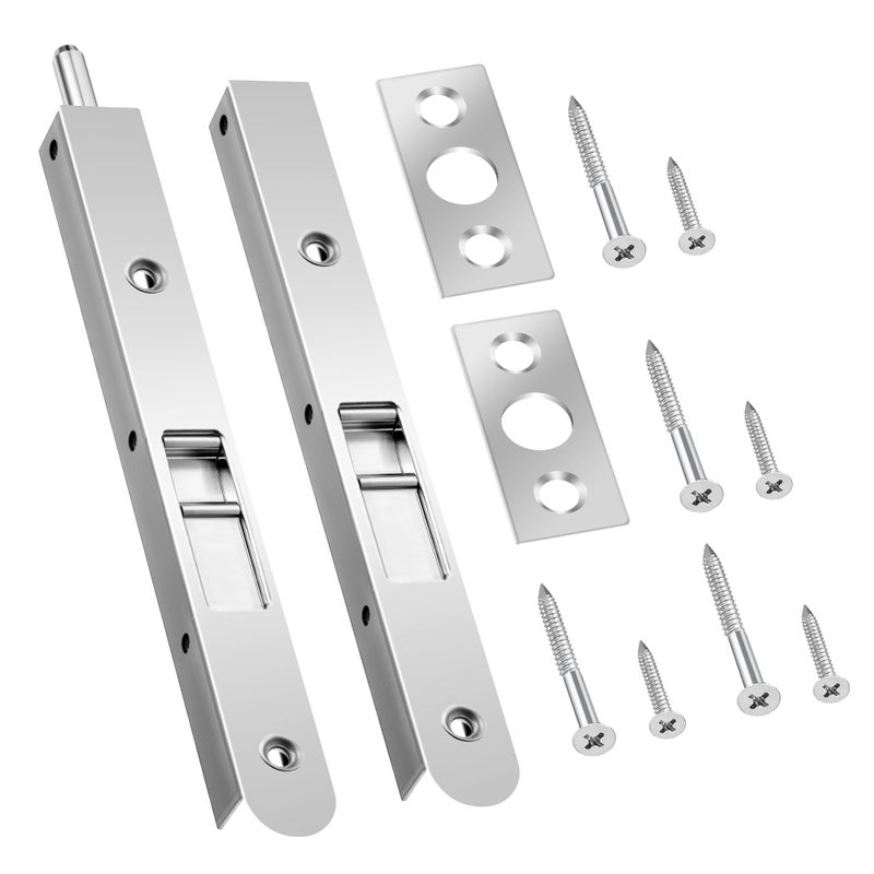 Ceoighe 2 Pack Flush Bolt for Double Door  7 Inch Heavy Duty Chrome Plating Flush Latch Bolts  French Door Lock for Inactive Leaf  Double Door Opening and Composite Wood Double Dummy Door - Image 1